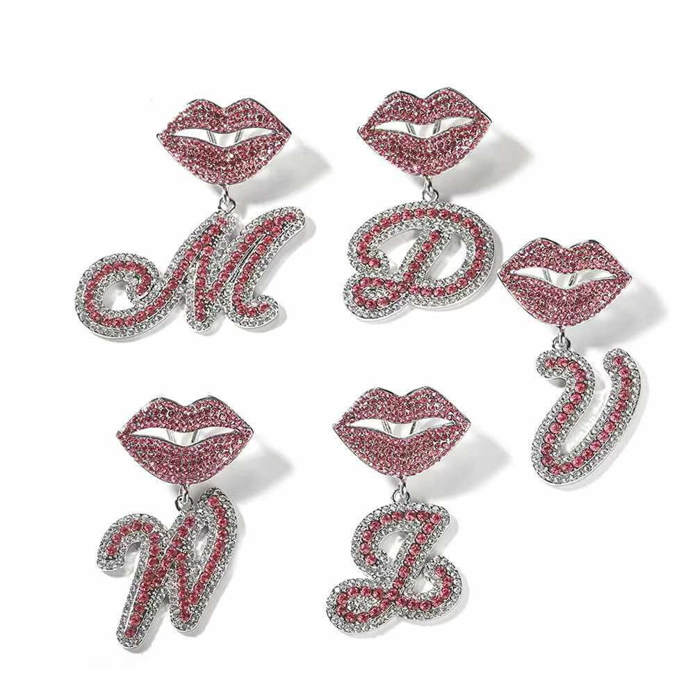 Initial Sexy Lips Two Tone Cuban Necklace