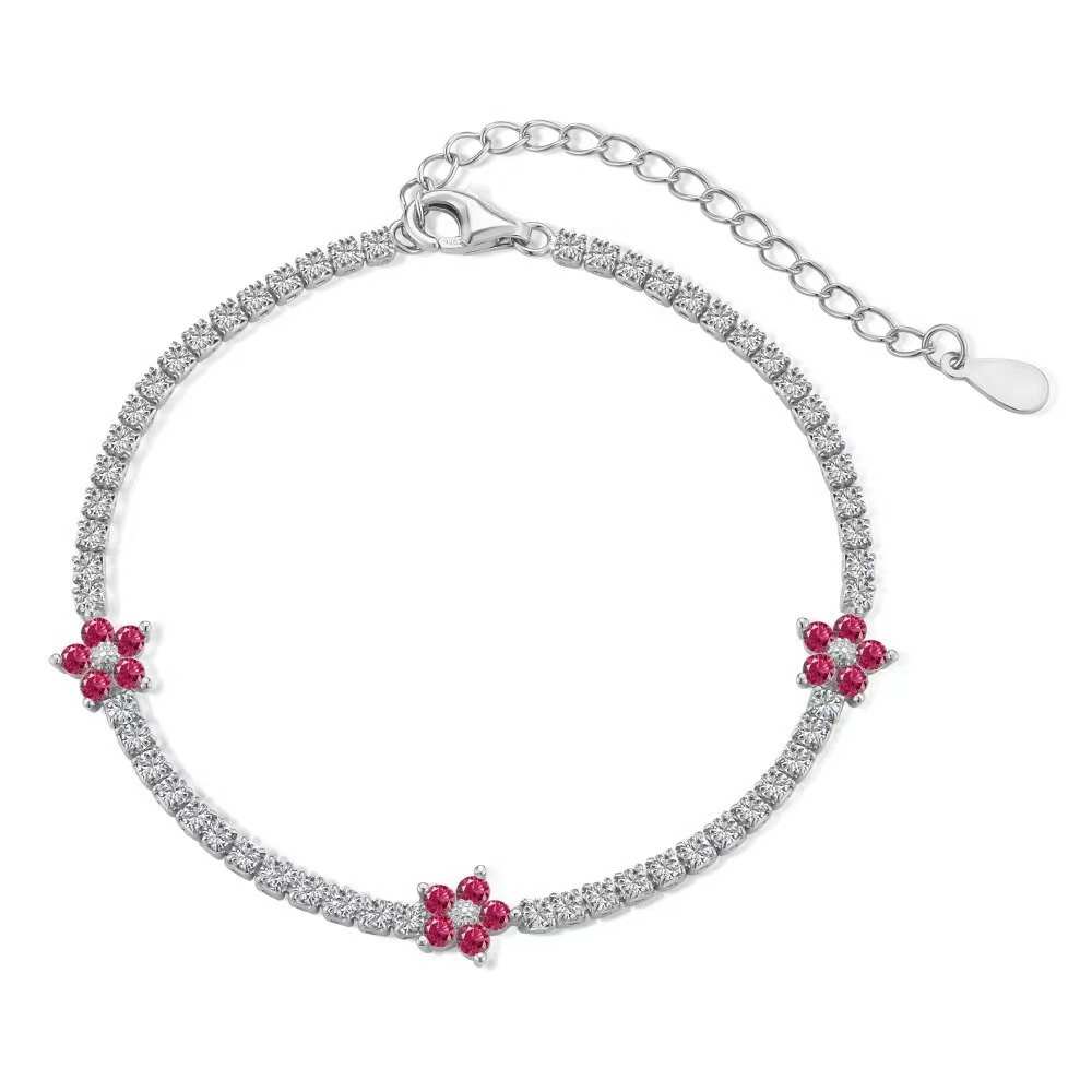 Bracelet Fleur Zircon Argent Massif
