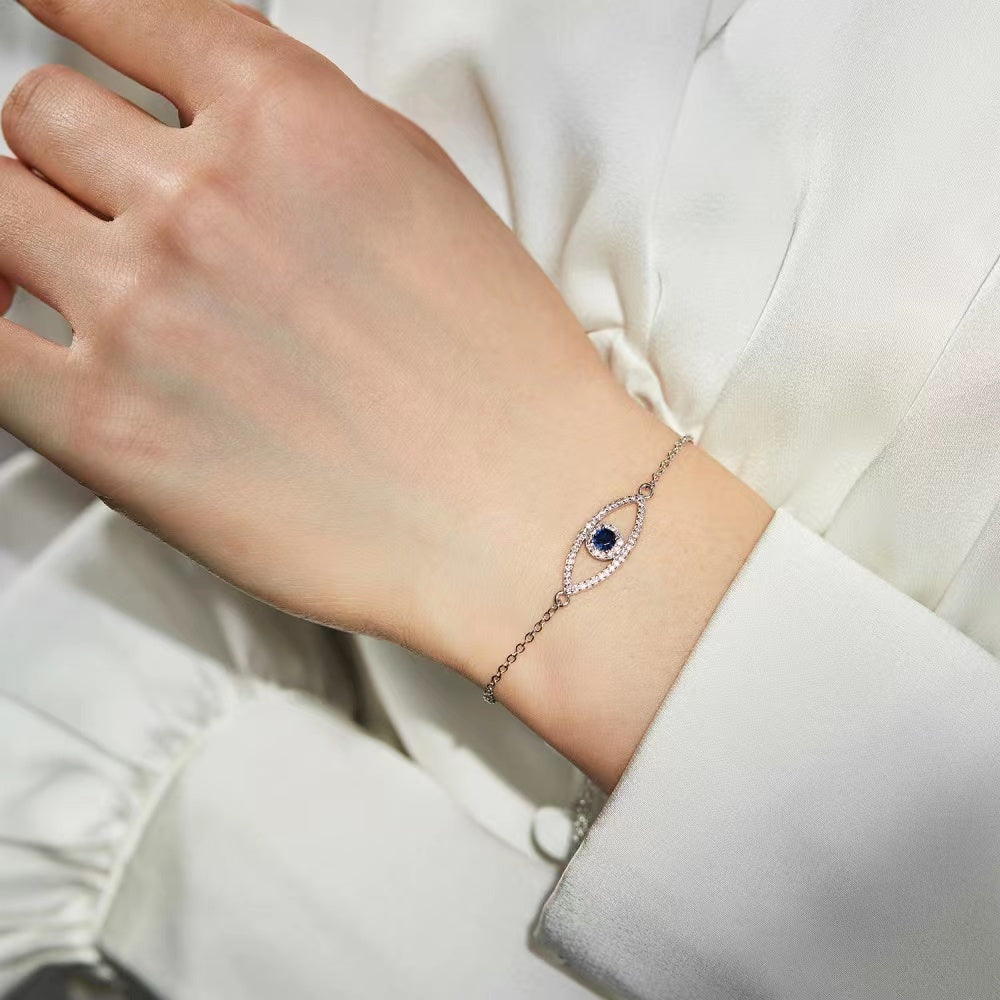 Bracelet Evil Eye Argent Massif Zircon