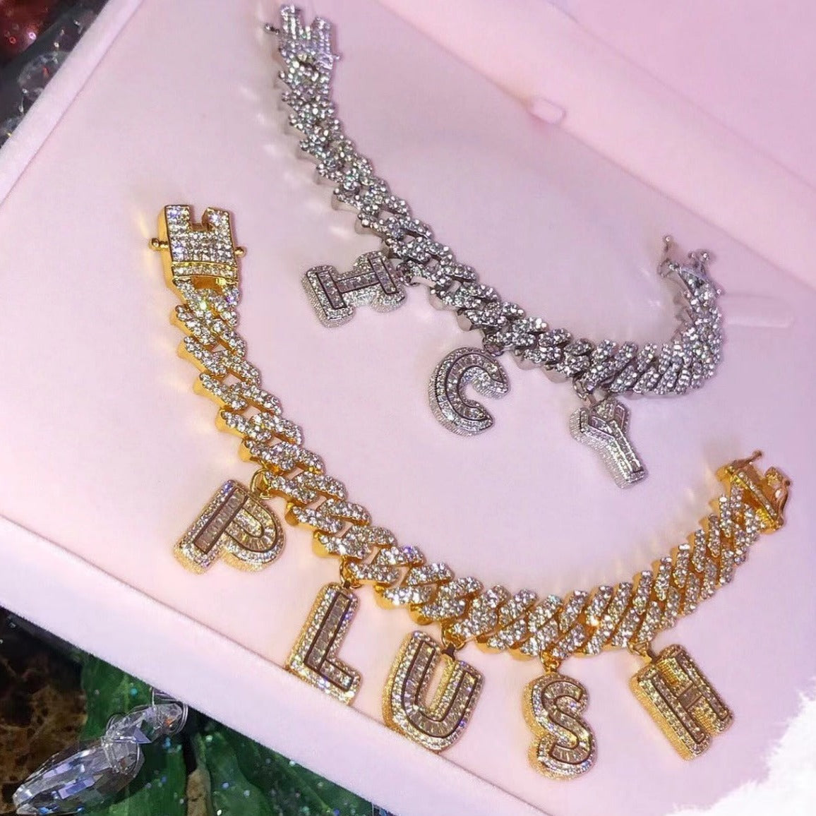 Collier chaîne cubaine lettre sur mesure 12MM