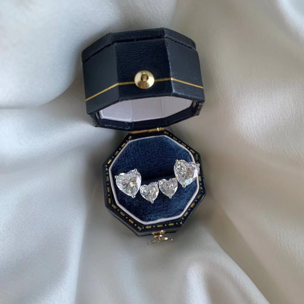 Boucles d'oreilles en argent sterling à deux cœurs