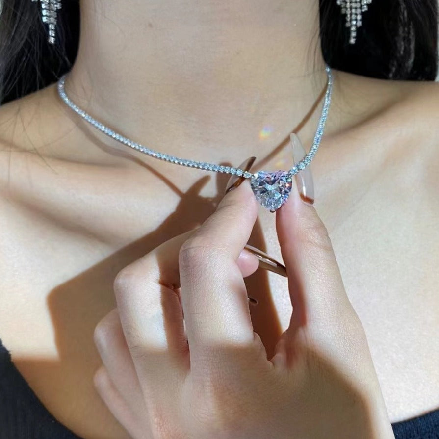 Collier Coeur Zircon Argent Sterling