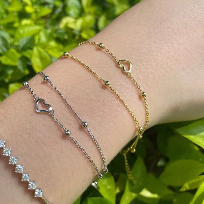 Bracelet Coeur Radiant Zircon Argent Sterling