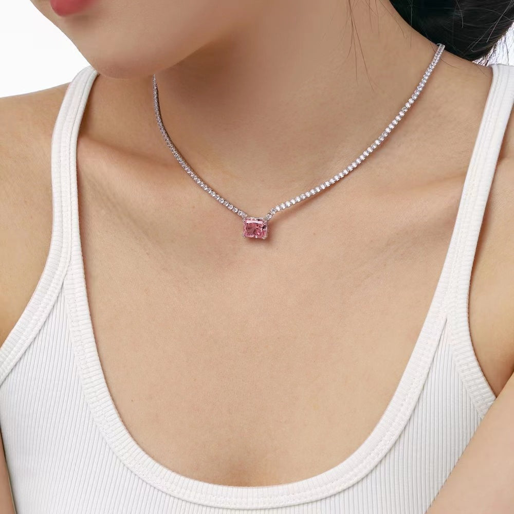 Collier en argent sterling avec zircon de sucre radieux