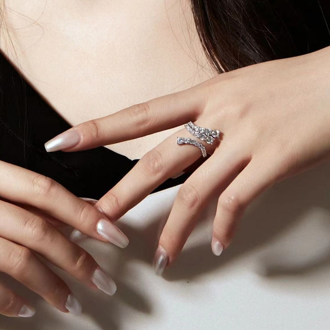 Bague en argent sterling 5 carats avec feux d'artifice