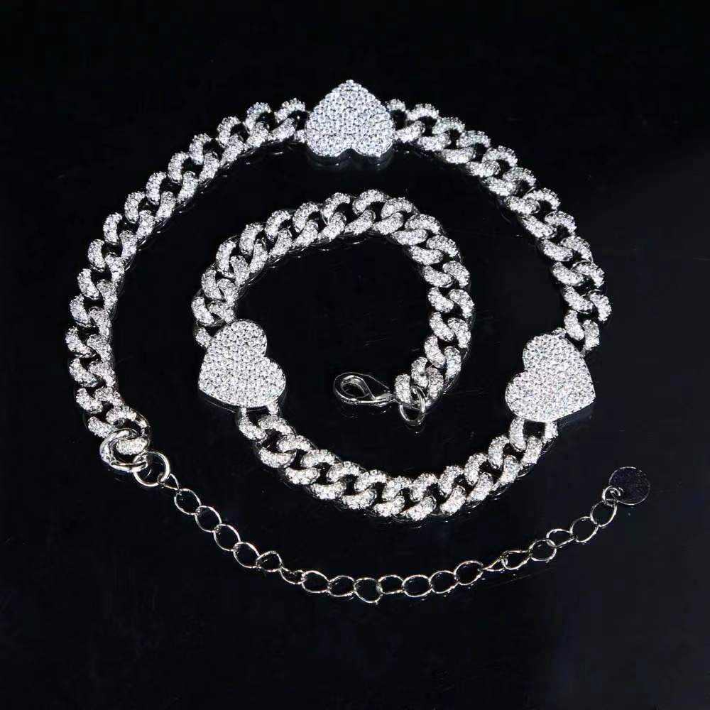 Collier Chaîne Cubaine Coeurs