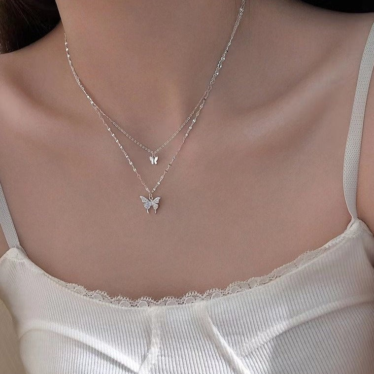 Collier en argent sterling à double chaîne Evil Eye Zircon