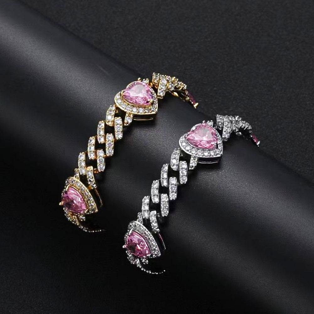 Collier Chaîne Cubaine Coeurs