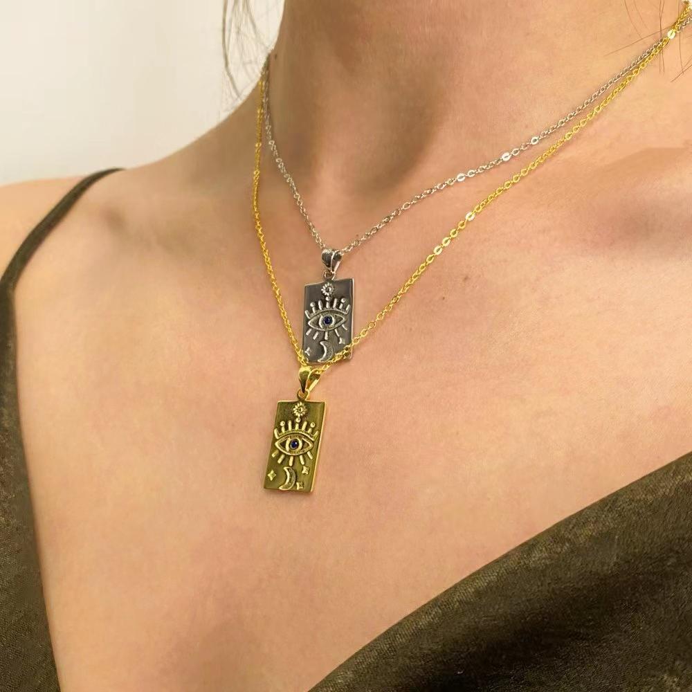 Collier en argent sterling à double chaîne Evil Eye Zircon