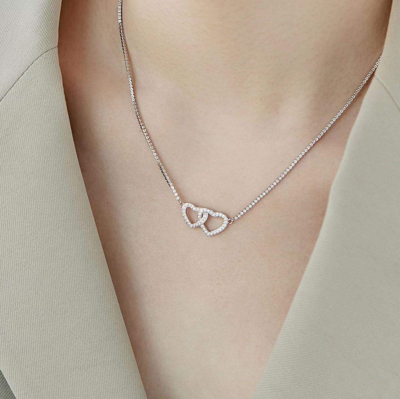 Collier en argent sterling à double chaîne Evil Eye Zircon