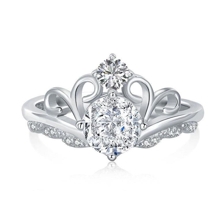 Anillo de plata de ley con corona brillante ajustable