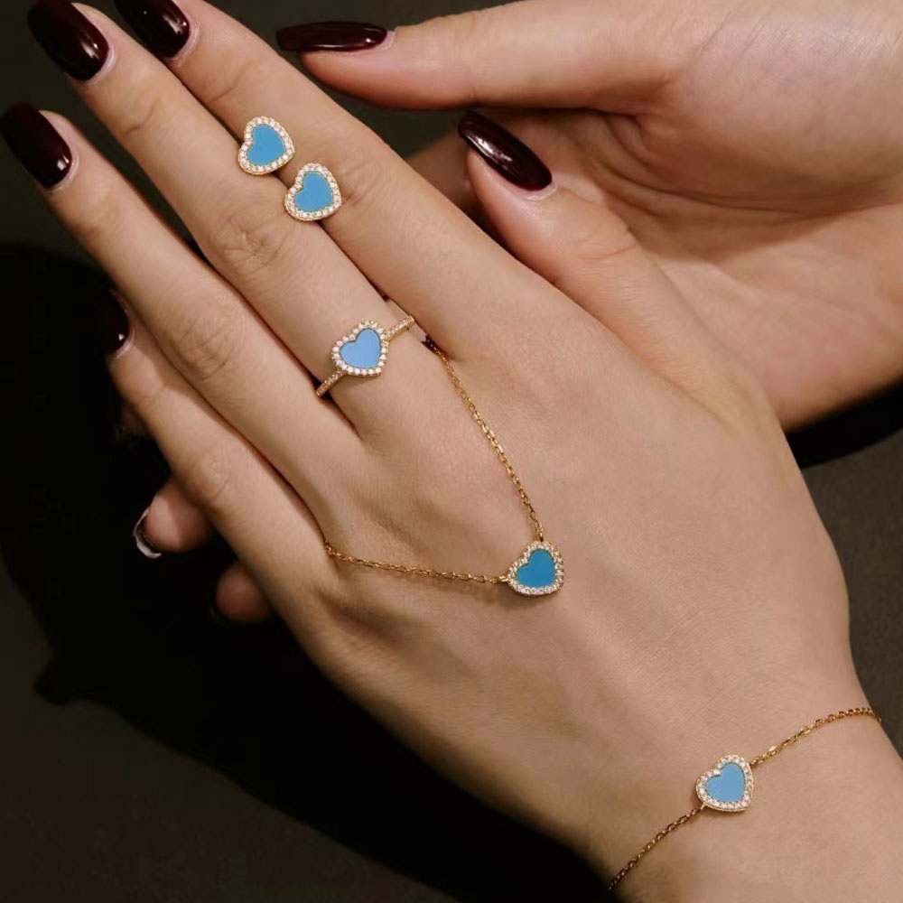 Sweet Heart Sterling Silver Jewelry Set+Gift Box