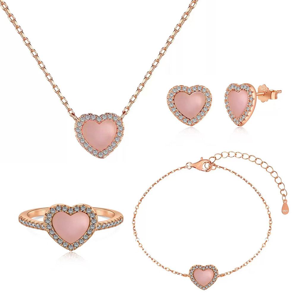 Sweet Heart Sterling Silver Jewelry Set+Gift Box