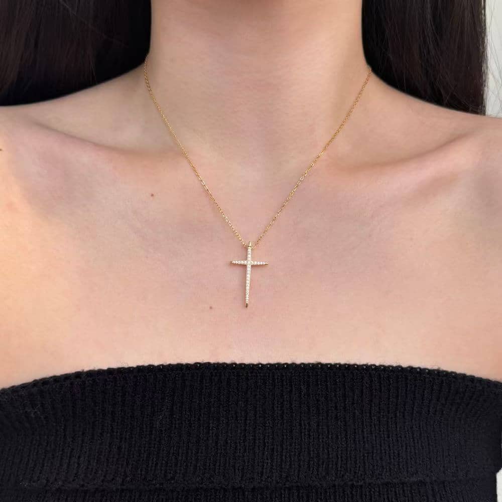 Thin Cross Sterling Silver Necklace