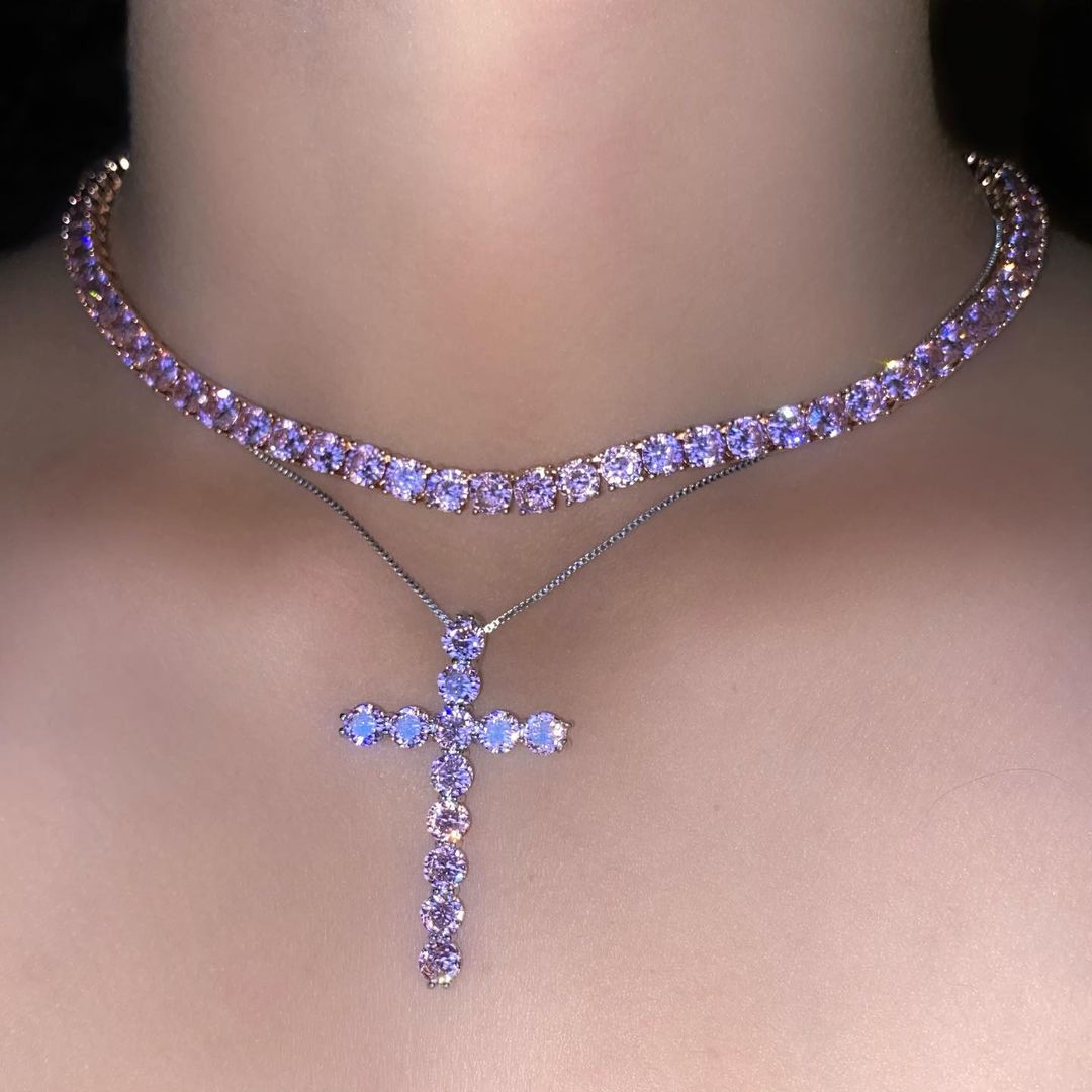 Collier Tennis Zircon Rose 4MM