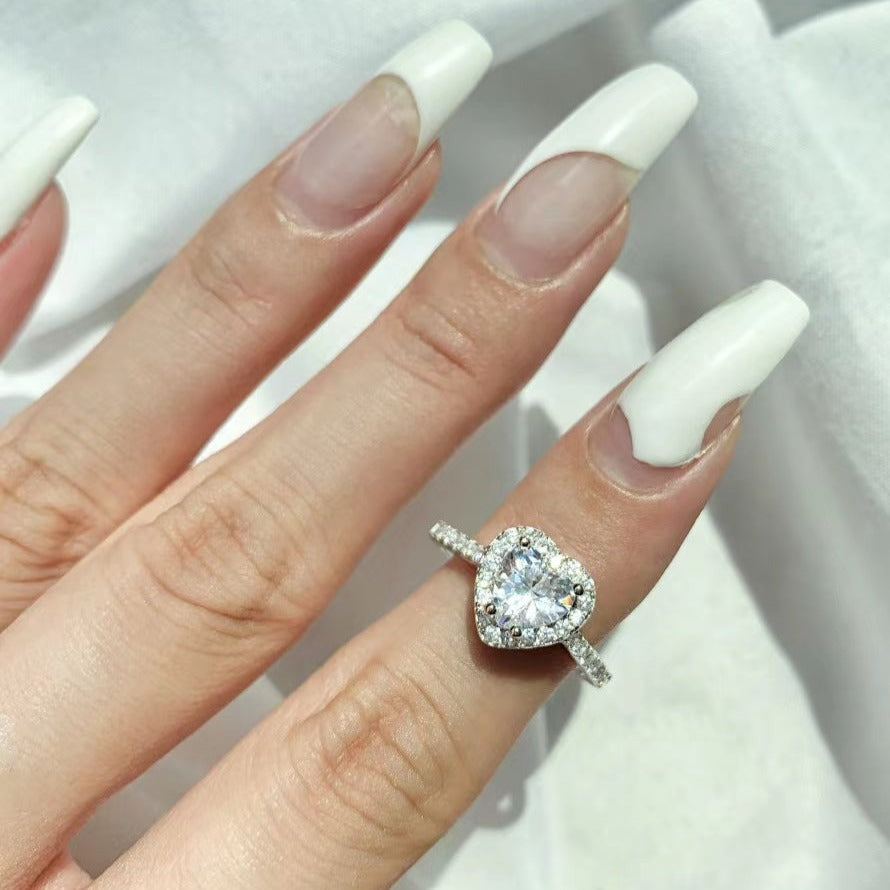 Anillo de corazón de plata esterlina Lovebird