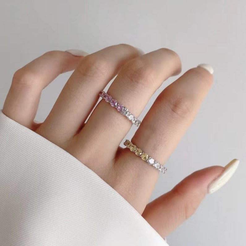 Bande de bague en argent sterling Bond romantique