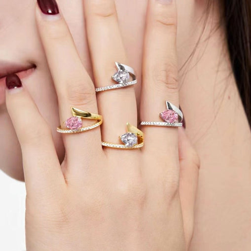 Eva Pear Sterling Silver Ring Gold