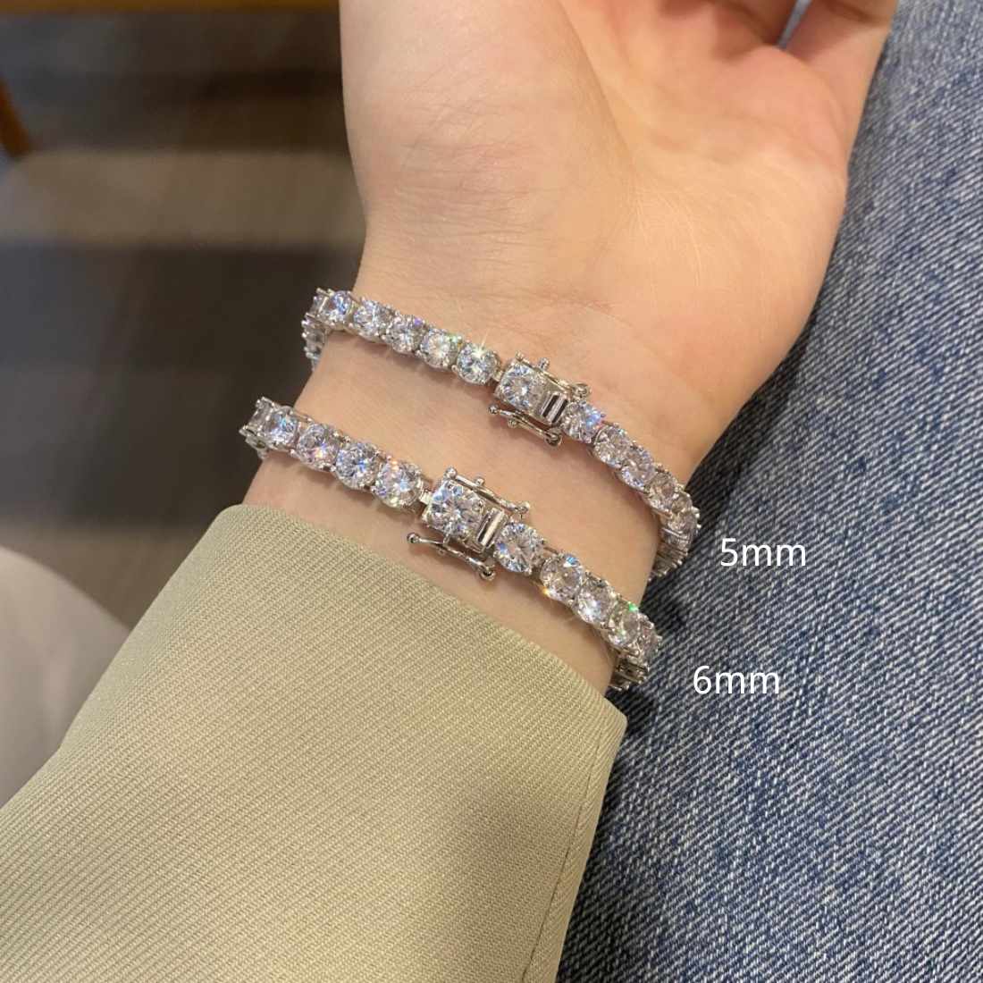 Bracelet de tennis en argent sterling véritable 