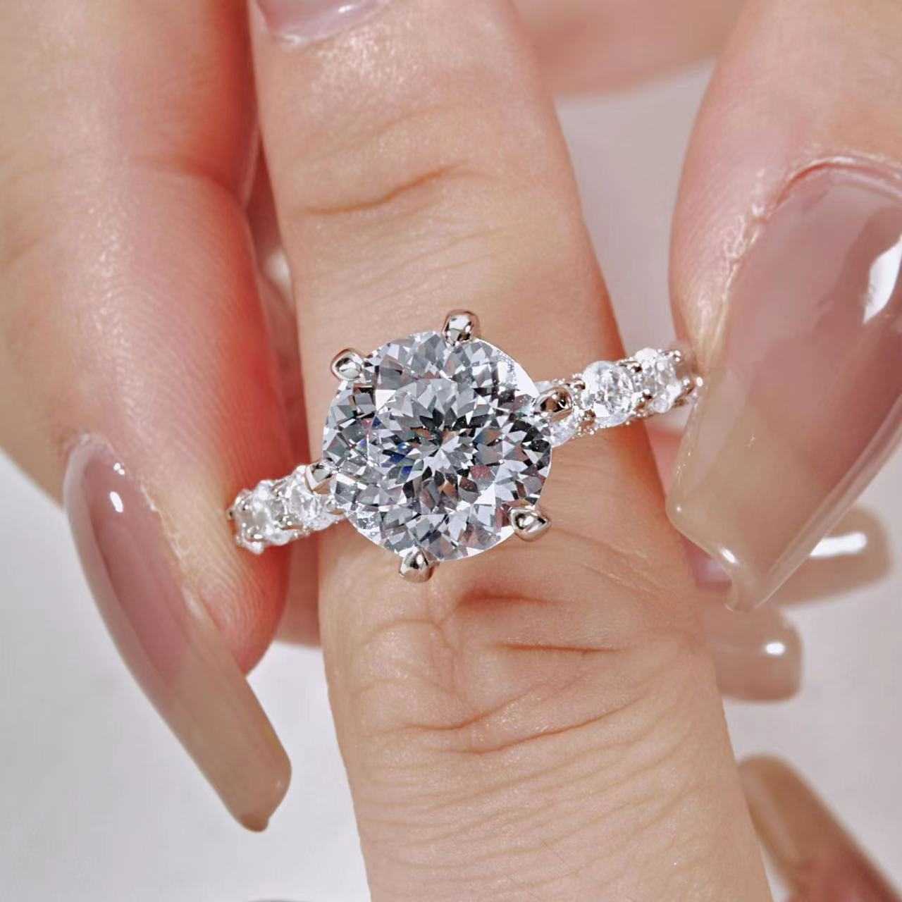 Bague en argent sterling 5 carats avec feux d'artifice