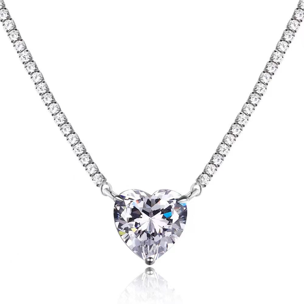 Heart Zircon Sterling Silver  Necklace