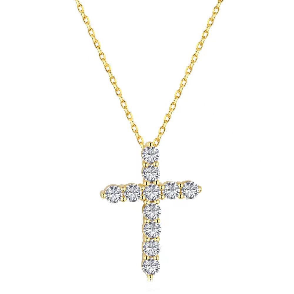 Collier en argent sterling avec croix en zircon