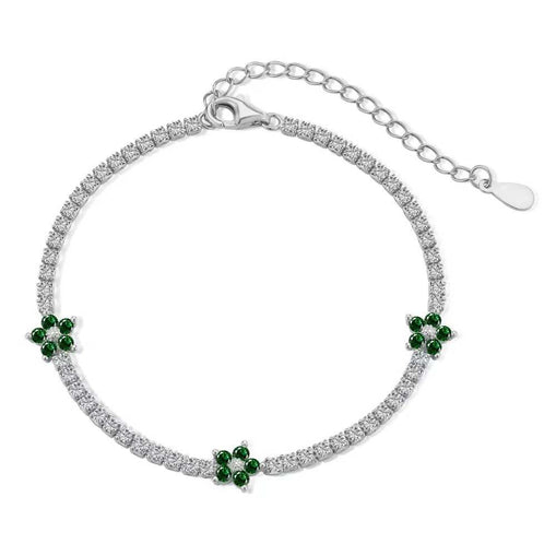 Bracelet Fleur Zircon Argent Massif