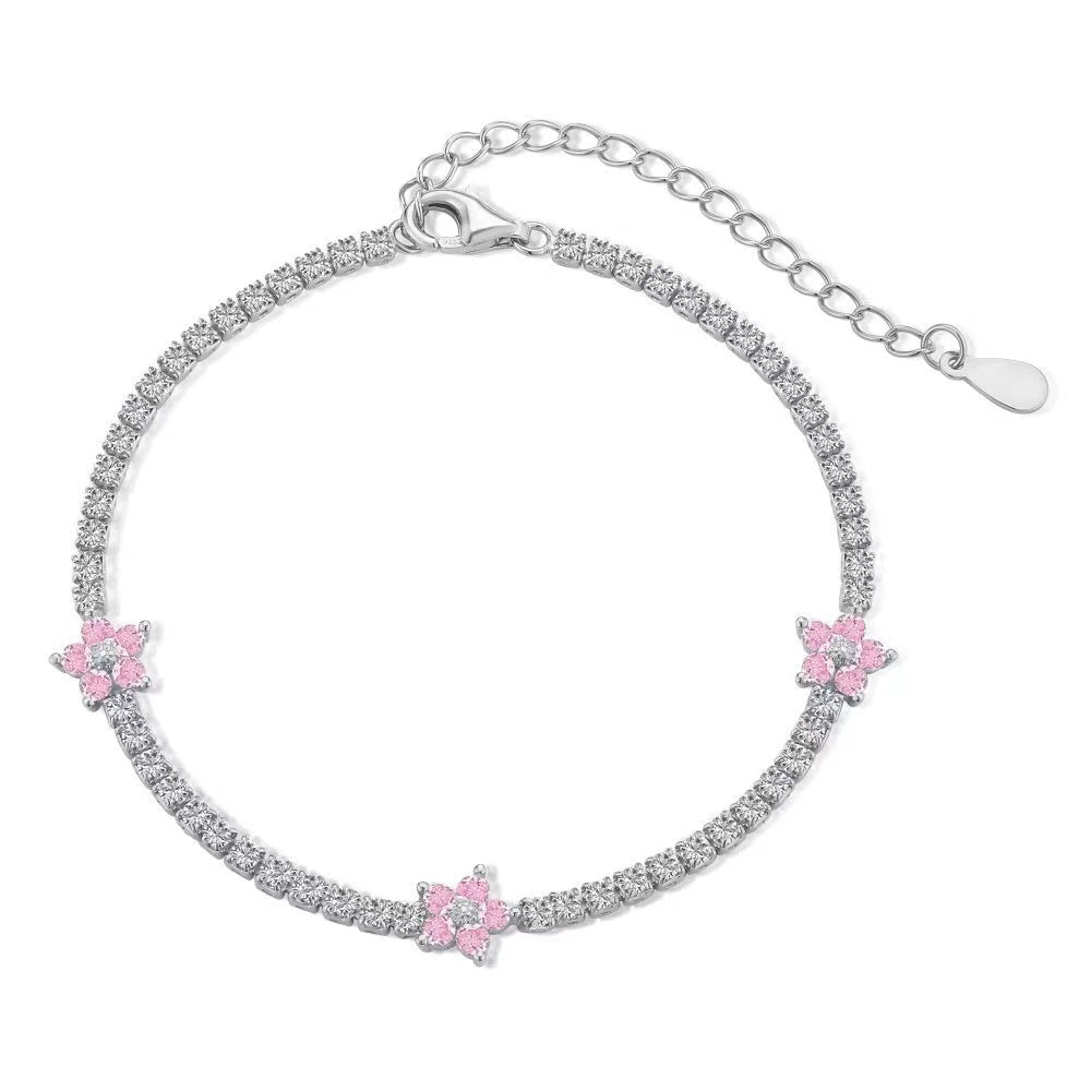 Pulsera Flor Zircon Plata Esterlina