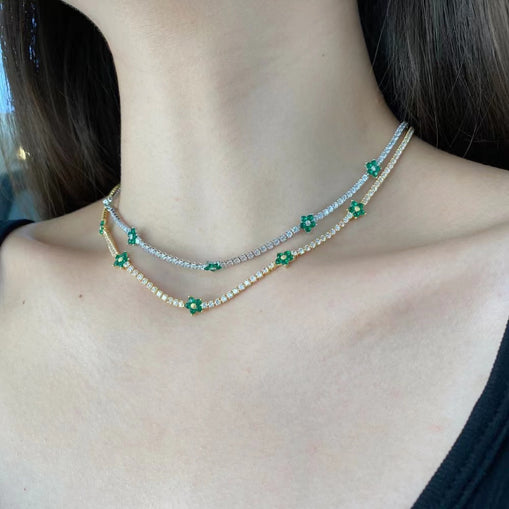 Collier Fleur Zircon Argent Massif