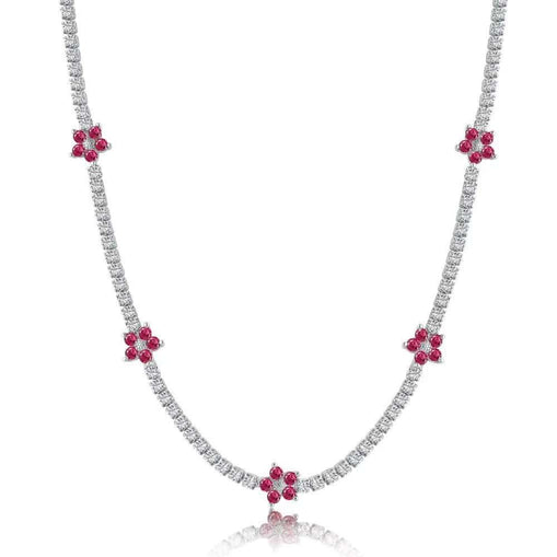 Collier Fleur Zircon Argent Massif