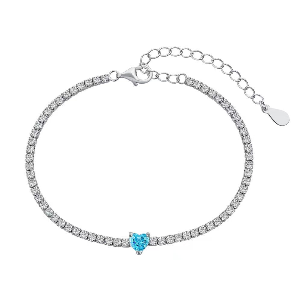 Bracelet Coeur Zircon Argent Massif