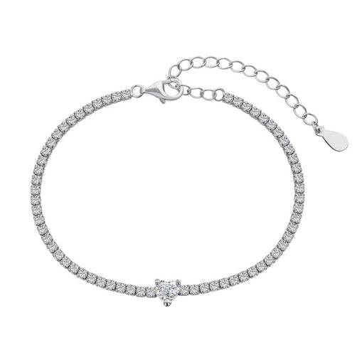 Bracelet Coeur Zircon Argent Massif