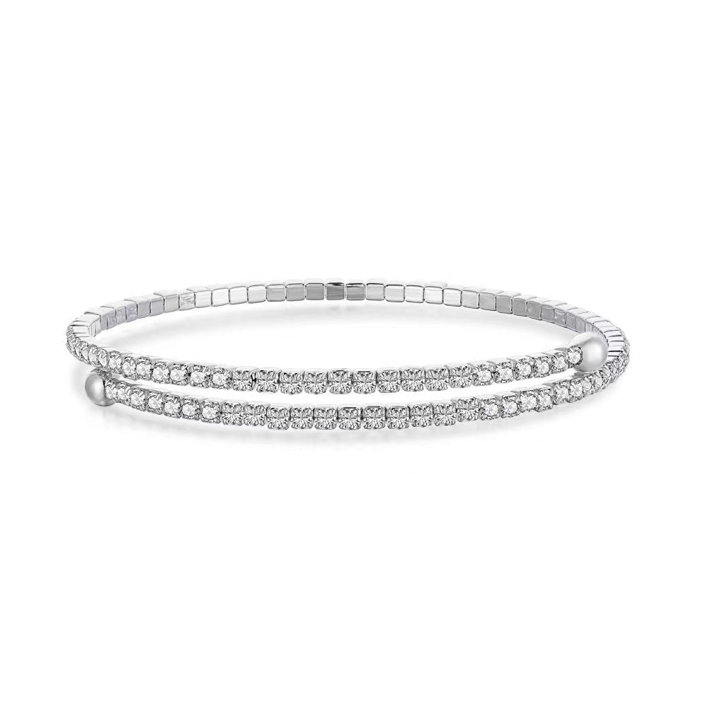 Bracelet jonc en argent sterling avec zircon scintillant