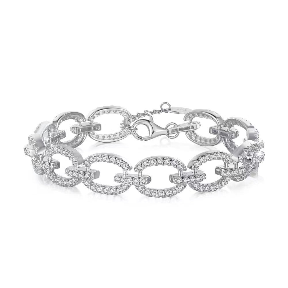 Clasp Sterling Silver 18K Tennis Bracelet