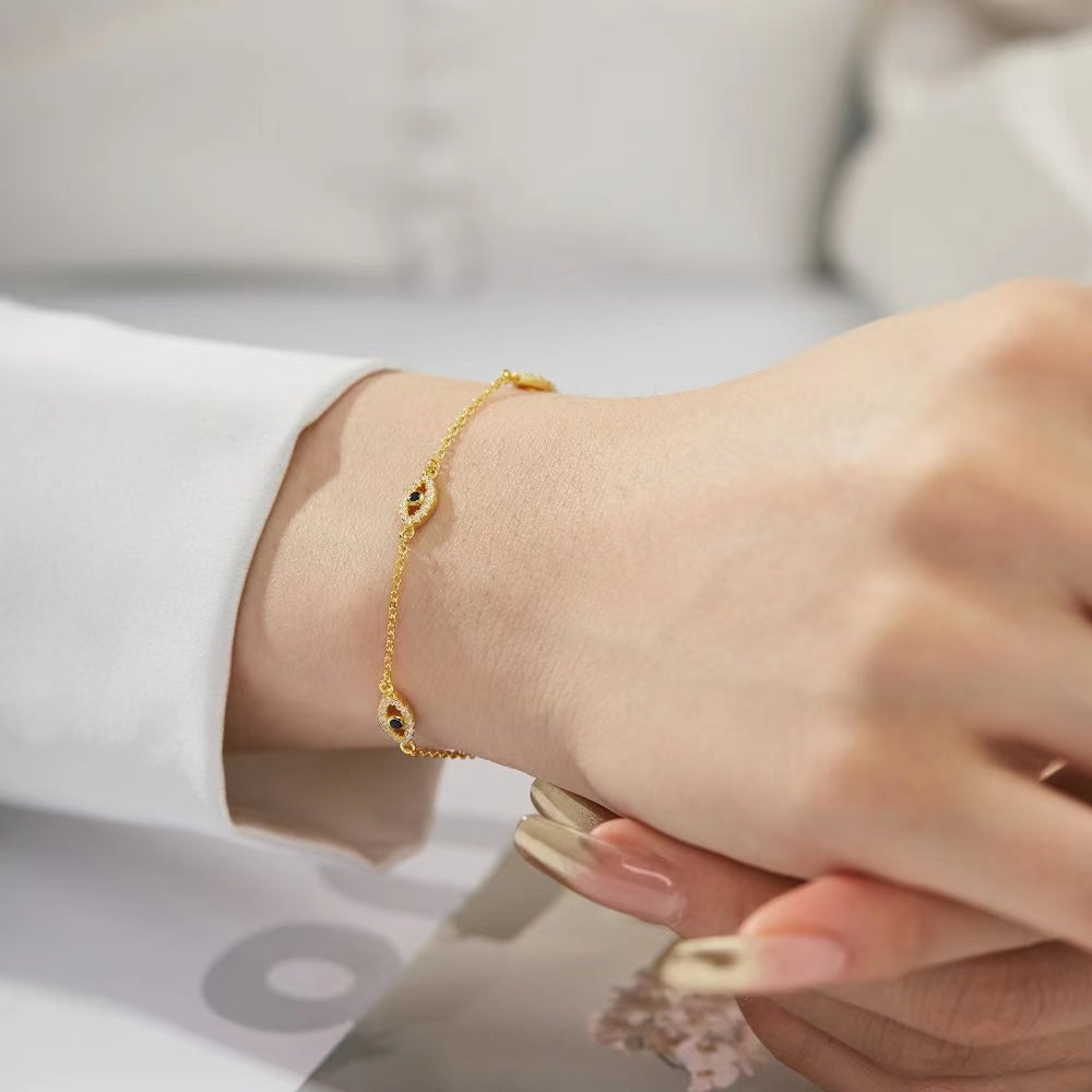 Bracelet Mauvais Œil en Argent Massif 18K