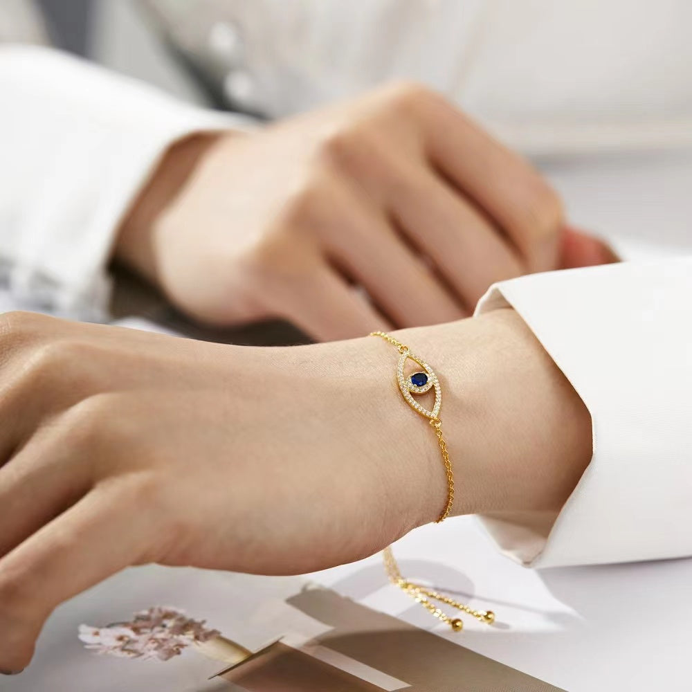 Bracelet Evil Eye Argent Massif Zircon