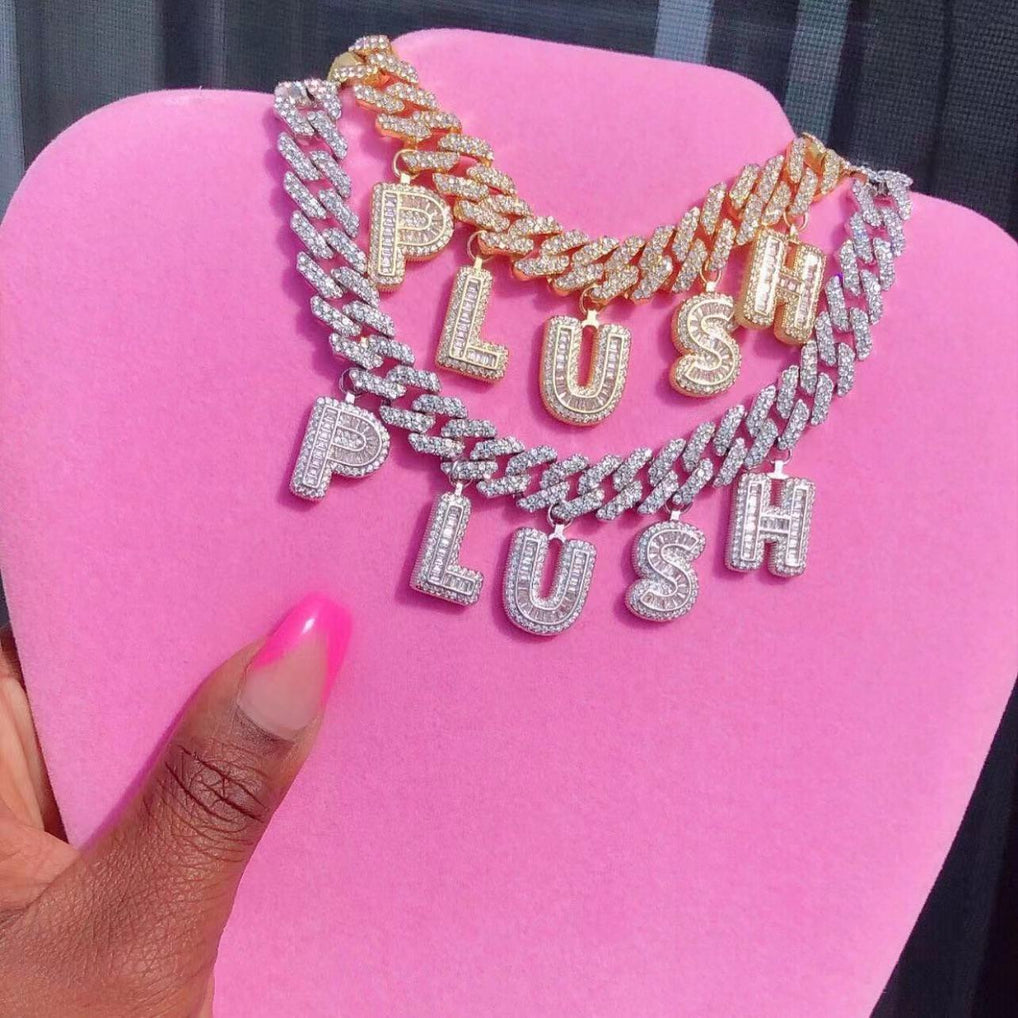 Collier chaîne cubaine lettre sur mesure 12MM