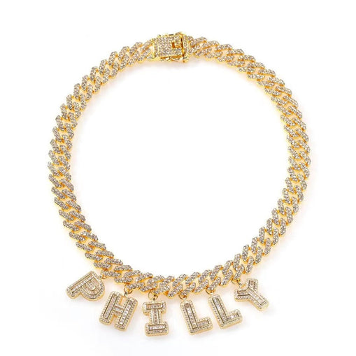 Collier chaîne cubaine lettre sur mesure 12MM