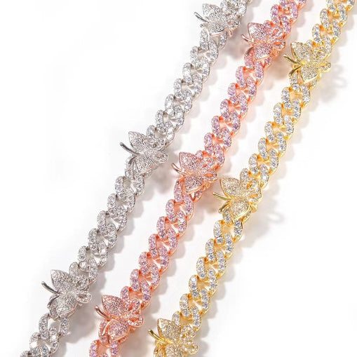 Papillon Chaîne Cubaine Zircon Bracelet Cheville
