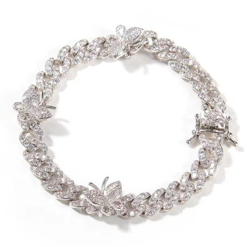 Papillon Chaîne Cubaine Zircon Bracelet Cheville