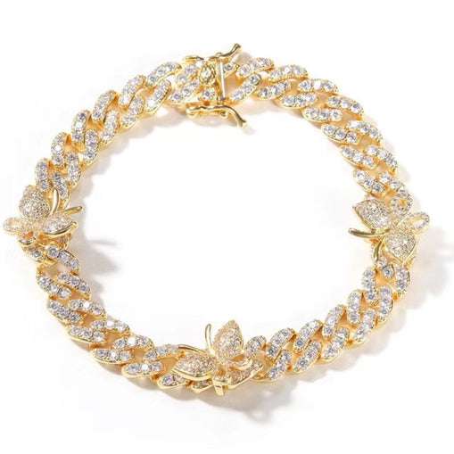 Papillon Chaîne Cubaine Zircon Bracelet Cheville