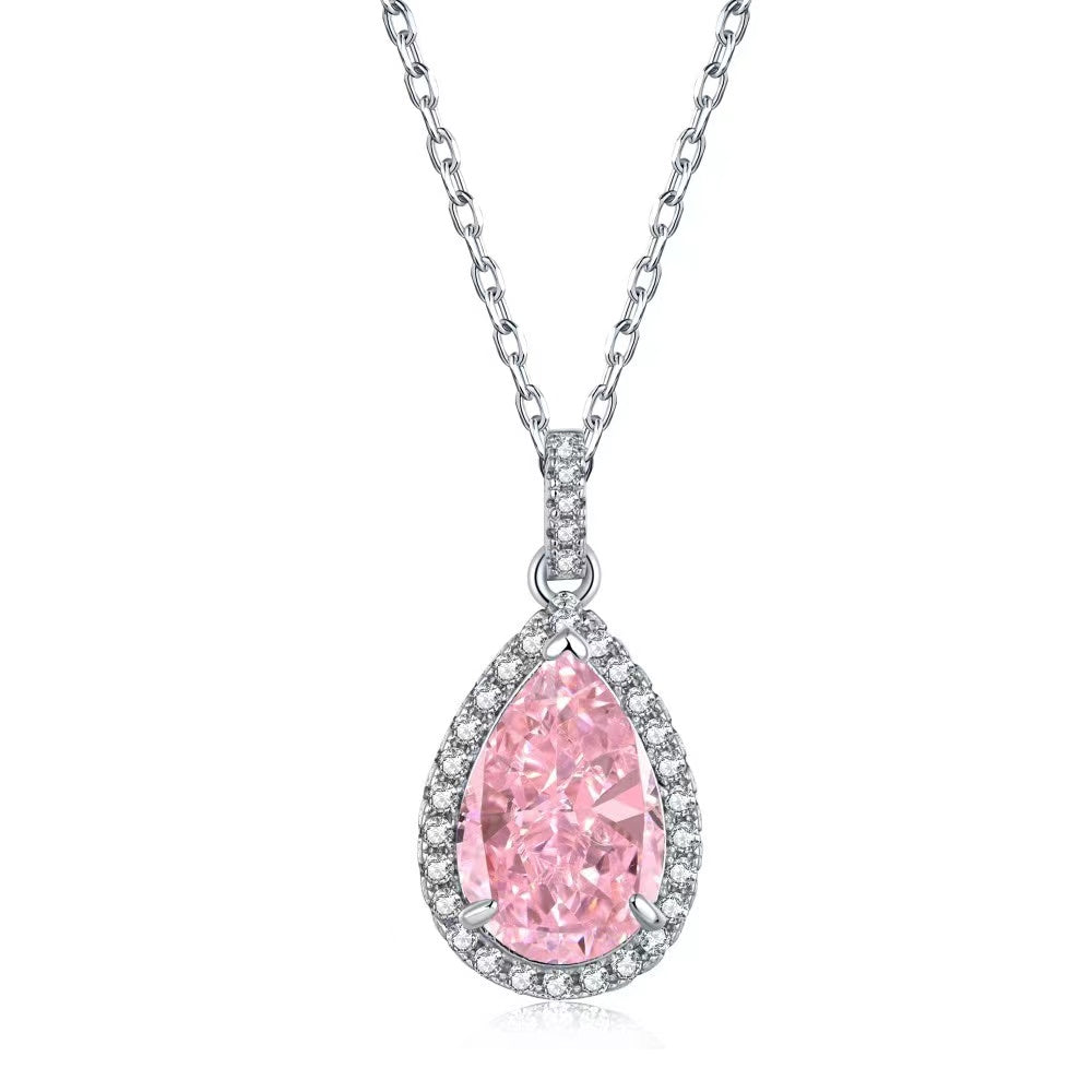 Drop Tear Zircon Sterling Silver Necklace