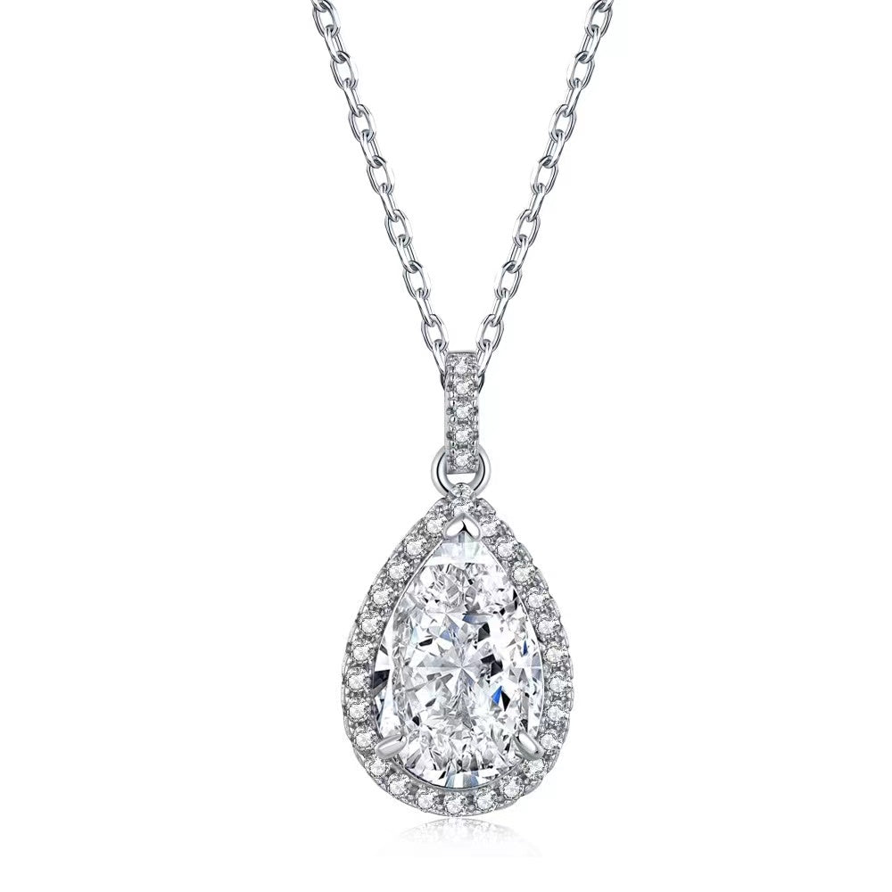 Collier en argent sterling Zircon goutte larme