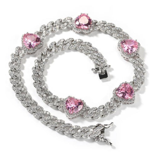 Collier Chaîne Cubaine Coeurs