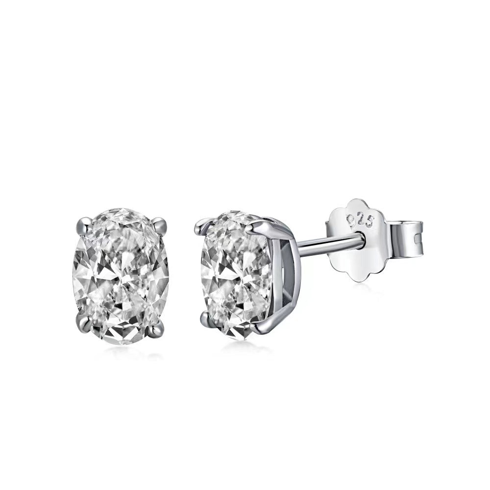 Boucles d'oreilles ovales classiques en argent sterling