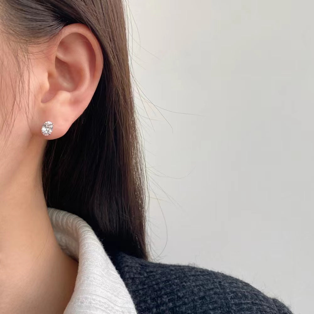 Boucles d'oreilles ovales classiques en argent sterling