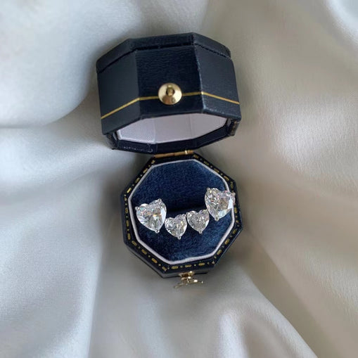 Boucles d'oreilles en argent sterling à deux cœurs