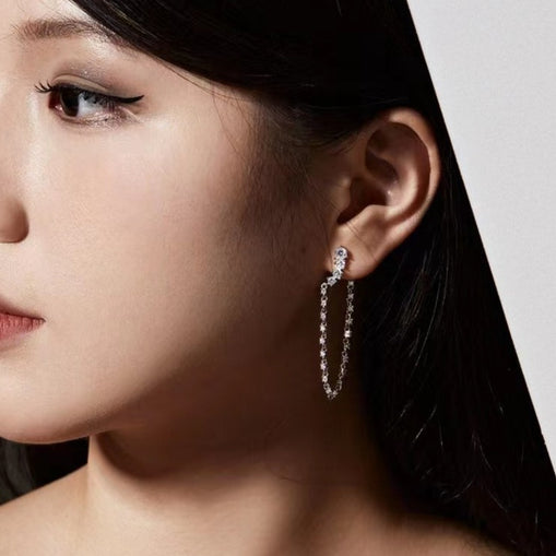 Boucles d'oreilles en argent sterling avec chaîne tombante de luxe