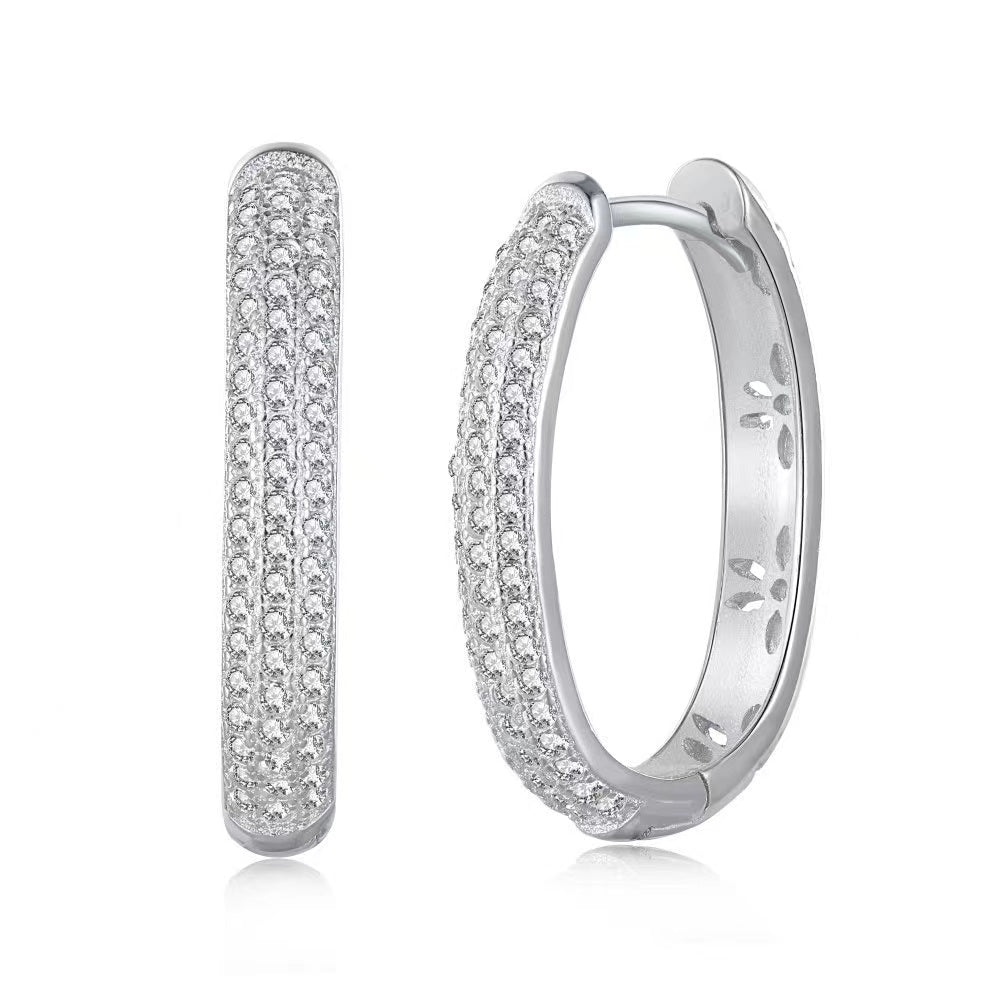 18K Zircon Sterling Silver Hoops Earrings