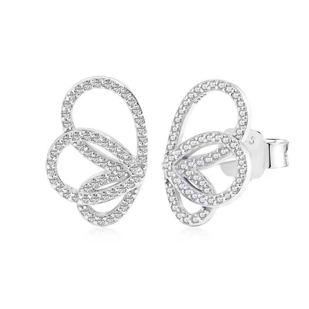 Boucles d'Oreilles Ailes Zircon Argent Massif